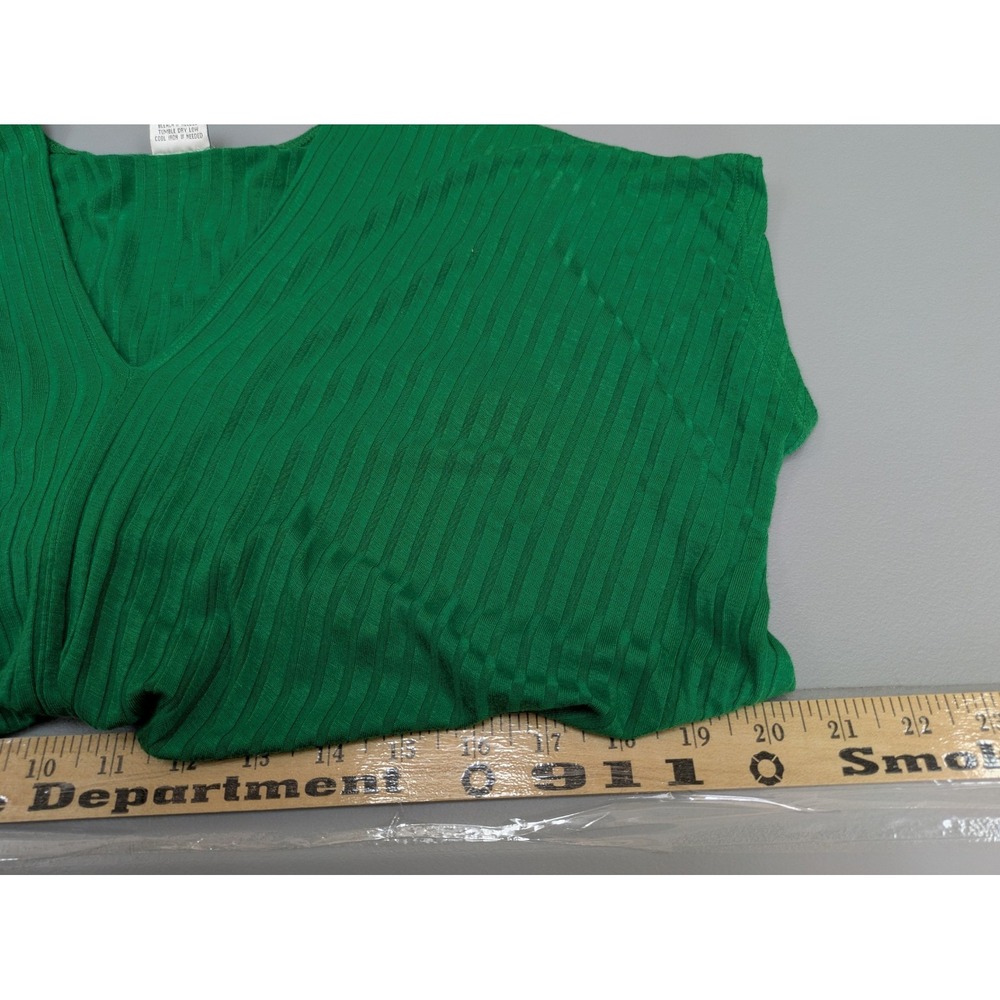 Twist Front‎ Top Women's Medium Green Rib Knit Dolman Casual Relaxed Slouchy - Picture 5 of 8